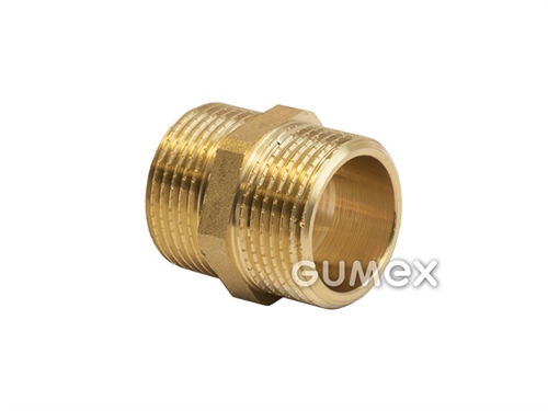 Skrutkovanie pre kvapaliny, vonkajší závit G 1/8" - vonkajší závit G 1/8", 10bar, -5°C/+100°C, mosadz
